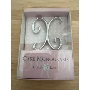 Lillian Rose Silver Monogram Cake Topper Letter X Wedding Anniversary Decor NEW